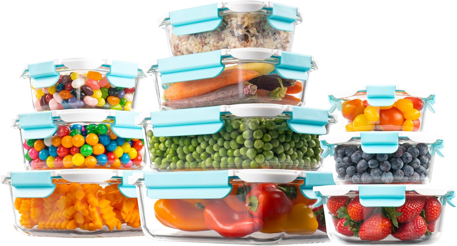 EatNeat 20 Piece Glass Food Storage Container Set With Locking Lids